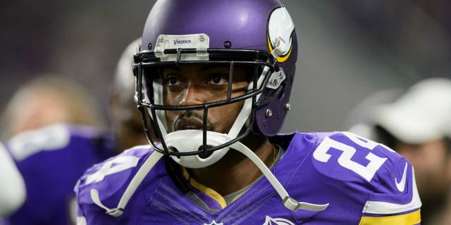 MINNEAPOLIS, MN - SEPTEMBER 18: Captain Munnerlyn #24 of the Minnesota Vikings looks on before the game against the Green Bay Packers on September 18, 2016 at US Bank Stadium in Minneapolis, Minnesota. The Vikings defeated the Packers 17-14. (Photo by Hannah Foslien/Getty Images)