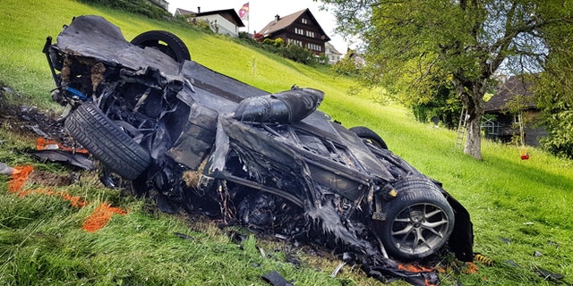 The car that was involved in a crash where Richard Hammond escaped serious injury in Switzerland.