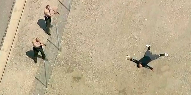 He continued to run from the authorities, this time on foot through the shrubbery on the side of the road until he came to a fence and police were able to catch him and place him under arrest.