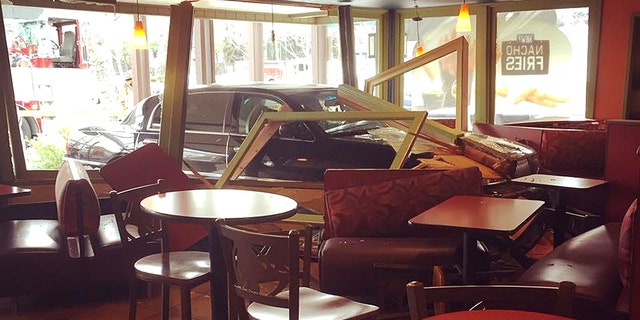 A driver in California smashed through the front of a Taco Bell.