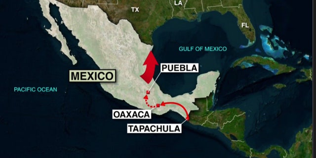 The location of the caravan as of Tuesday.
