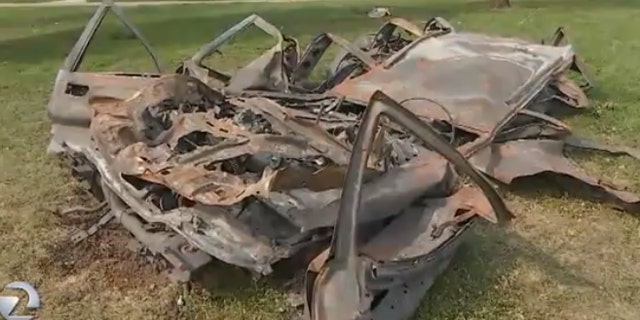The remains of a car in Santa Rosa, California.