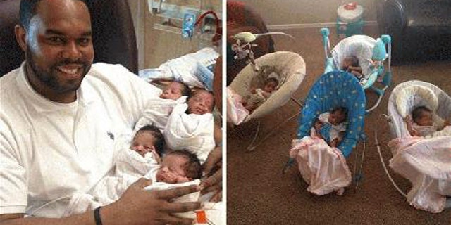 Charlie Morales and his quadruplets. (Photos: Courtesy WOAI/KABB)