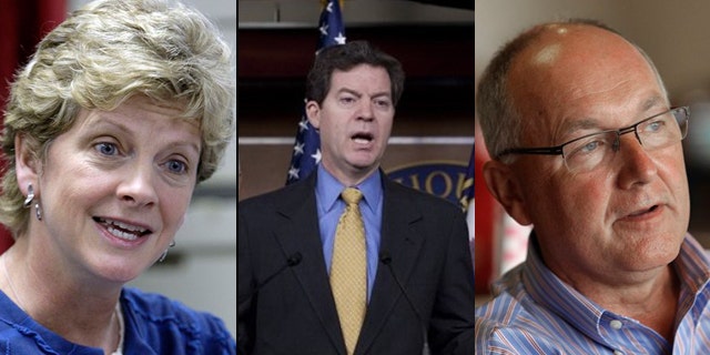 Robin Carnahan, (l), Sen. Sam Brownback, (c), and Rep. Pete Hoekstra, (r), were among the winners and candidates in Tuesday's primaries. (AP)