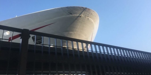 Carnival Cruise's newest ship strikes Manhattan dock. Photo Kelly Banks Facebook