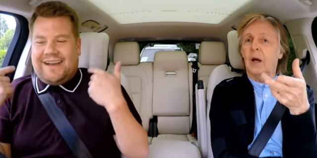 James Corden, left, and Paul McCartney on "Carpool Karaoke."