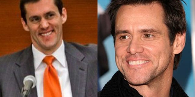 West Virginia Senator-designate Carte Goodwin, left, and actor-comedian Jim Carrey bear an uncanny resemblance.