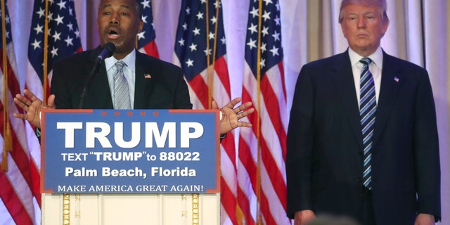 March 11, 2016: Former Republican U.S. presidential candidate Ben Carson endorses Donald Trump.
