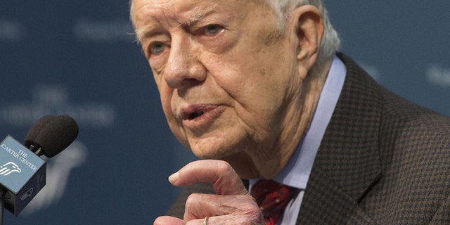Aug. 20, 2015: Former President Jimmy Carter talks about his cancer diagnosis during a news conference at The Carter Center in Atlanta.