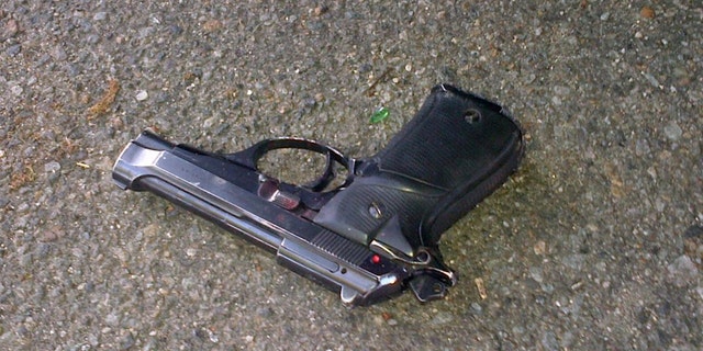 May 26, 2015: This photo provided by the New York Police Department (NYPD) shows a gun that was in the possession of a man who was shot to death by police in in the Brooklyn borough of New York. (NYPD via AP)
