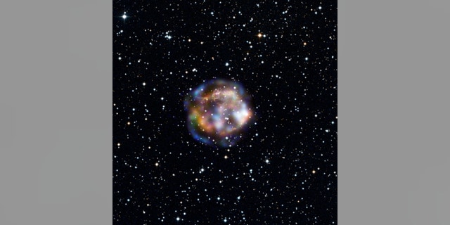 This new view of the historical supernova remnant Cassiopeia A, located 11,000 light-years away, was taken by NASA's Nuclear Spectroscopic Telescope Array, or NuSTAR. Image released Jan. 7, 2013.