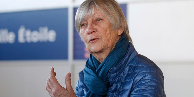 Catherine Bonnet, French child psychiatrist and a member of the Pontifical Commission for the Protection of Minors, gestures as she speaks during an interview with the Associated Press at Charles de Gaulle airport outside Paris, France, Sunday, Feb. 4, 2018.
