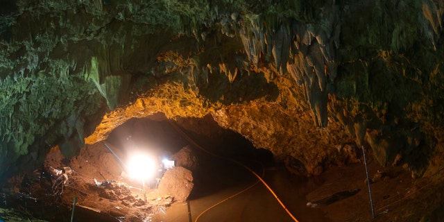 A cave complex is seen after 12 boys and their soccer coach went missing, in Mae Sai, Chiang Rai province, in northern Thailand, Sunday, July 1, 2018.