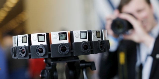 File photo: A GoPro device featuring 16 cameras, to be used with Google's "Jump," to provide viewers with 360-degree video, is shown during the Google I/O developers conference in San Francisco, California May 28, 2015. (REUTERS/Robert Galbraith)