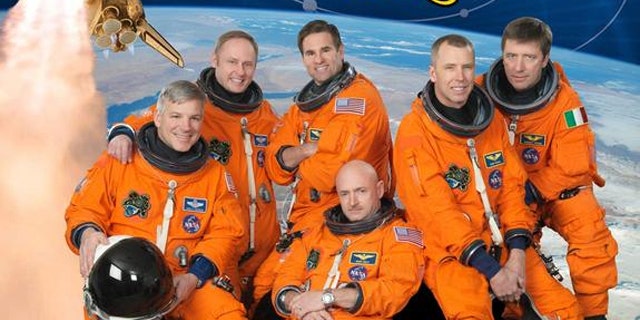 Pictured clockwise in the STS-134 crew portrait are NASA astronauts Mark Kelly (bottom center), commander; Gregory H. Johnson, pilot; Michael Fincke, Greg Chamitoff, Andrew Feustel and European Space Agency’s Roberto Vittori, all mission specialists.