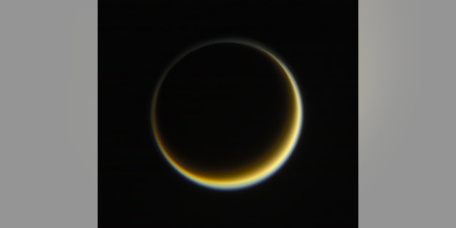 When Titan comes directly between a star (the sun) and an observer (the Cassini spacecraft in 2017), its hazy atmosphere becomes easier to study.