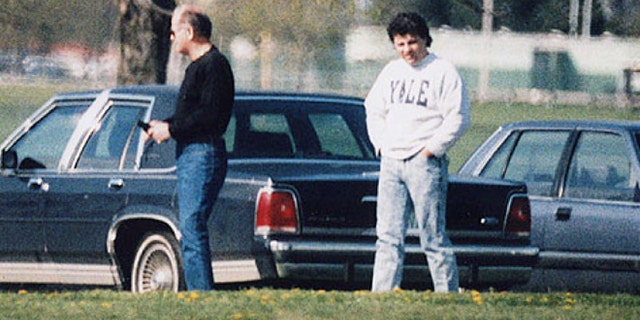 This undated surveillance photo shows James "Whitey" Bulger, left, with his former right hand man, Kevin Weeks. (AP/U.S. Attorney's Office)