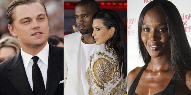 Leonardo DiCaprio, Kanye West, Kim Kardashian and Naomi Campbell