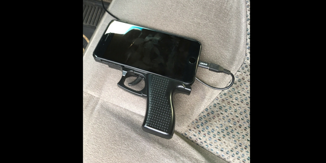 Photo released by the Alhambra Police Department of the gun-shaped cell phone case that prompted a standoff on Friday.