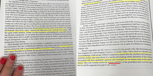 A new AP history textbook that covers the 2016 election is coming under fire for being "blatantly biased" against Trump and his supporters.