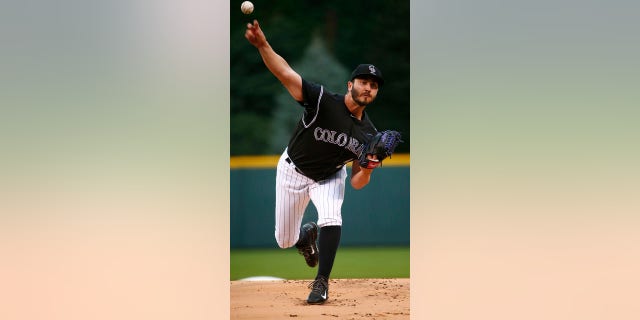 Aug. 14, 2017: Colorado Rockies starting pitcher Chad Bettis throws to the plate during the first inning of a baseball game against the Atlanta Braves in Denver.