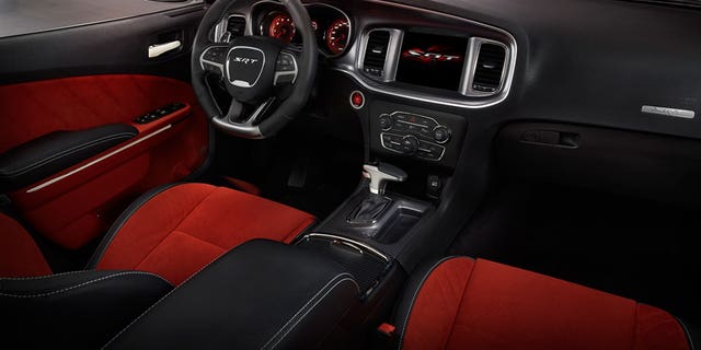 2015 Dodge Charger SRT Hellcat (shown in Ruby Red Alcantara suede/black leather) u2013 passenger seat view