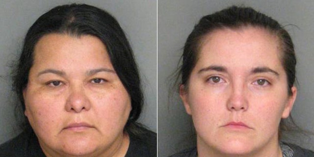 These mugshots show Christian Jessica Deanda, left, and Erica Dawn Craig, right, who are accused of starving three children.