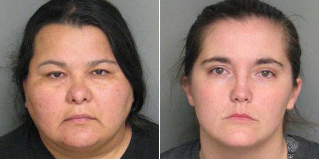These mugshots show Christian Jessica Deanda, left, and Erica Dawn Craig, right, who are accused of starving three children.