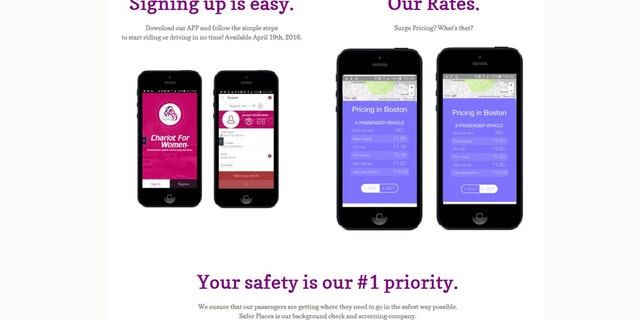(Screenshot from www.chariotforwomen.com)