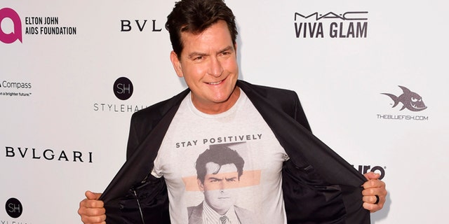 February 28, 2016. Actor Charlie Sheen arrives at the Elton John AIDS Foundation Academy Awards Viewing Party in West Hollywood, California.