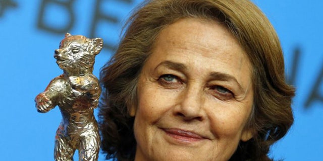 Feb. 14, 2015. Charlotte Rampling holds the Silver Bear for Best Actress for her role in 45 years after the award ceremony at the 2015 Berlinale Film Festival in Berlin, Germany. (The Associated Press)