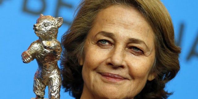 Feb. 14, 2015. Charlotte Rampling holds the Silver Bear for Best Actress for her role in 45 years after the award ceremony at the 2015 Berlinale Film Festival in Berlin, Germany. (The Associated Press)