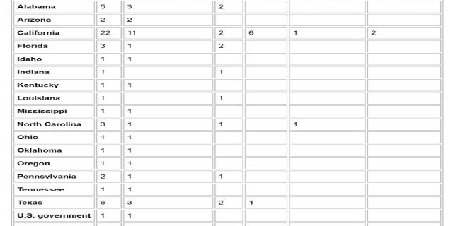 A chart showing the number of women on states' death rows.