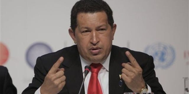 Dec. 18: Venezuela's President Hugo Chavez reacts during a press conference at the U.N. Climate Conference in Copenhagen. (AP Photo)