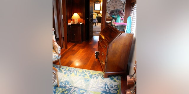 The living space spread over three levels and has rooms to sleep 12.