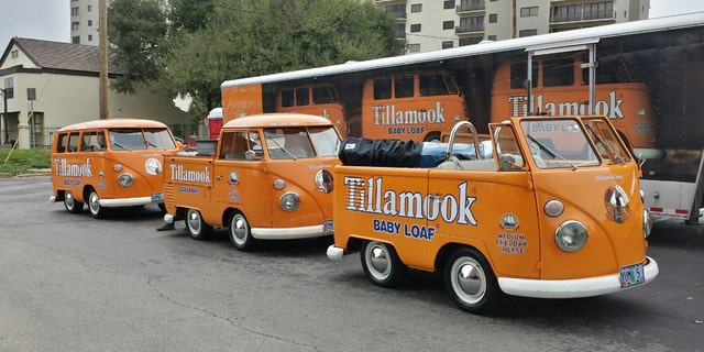 In this undated photo provided by the Manteca Police Department are three Tillamook Cheese vans that were stolen Saturday July 12, 2014.