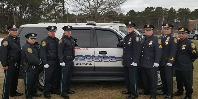 An anonymous woman picked up the tab for a group of Chelsea, Mass., police officers Tuesday after they attended the wake of a fallen officer in Cape Cod.