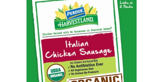 Perdue Foods LLC said the affected products include organic Italian chicken sausage manufactured under its Harvestland brand.