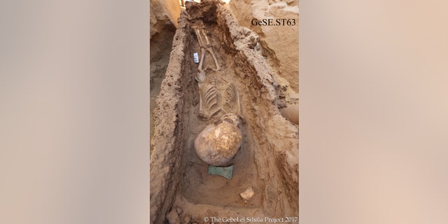One of the child burials discovered at Gebel el Silsila, dubbed 'ST63' by archaeologists (Copyright: Gebel el Silsila Project)