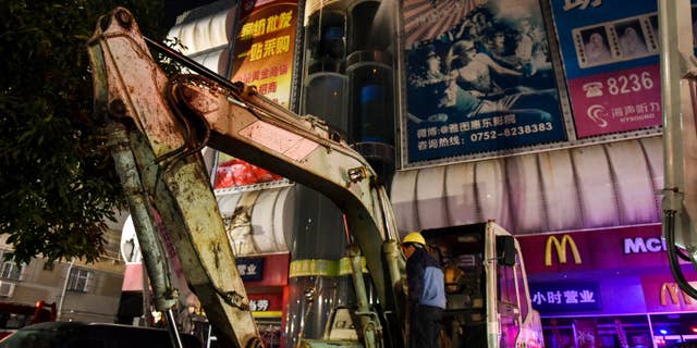 Feb. 6, 2015: China's Xinhua News Agency, fire fighters try to extinguish a fire at a wholesale market in Huidong County, southern Guangdong province.