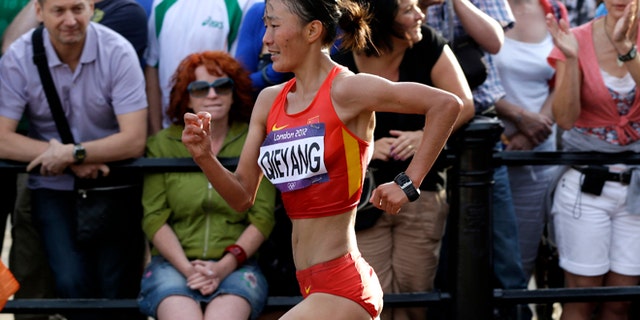 Aug. 11: China's Qieyang Shenjie competes in the women's 20-kilometer race walk at the 2012 Summer Olympics.