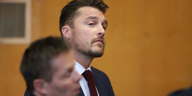 Chris Soules at a hearing in Buchanan County District Court with his lawyer Robert Montgomery on Sept. 14, 2017.