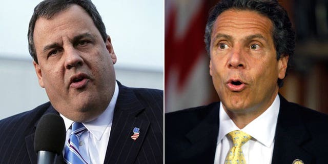 New Jersey Gov. Chris Christie, left, and New York Gov. Andrew Cuomo, right.