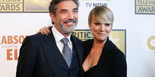 Producer and writer Chuck Lorre and actress Kaley Cuoco pose at the 4th annual Critics' Choice Television Awards in Beverly Hills, Calif. June 19, 2014.