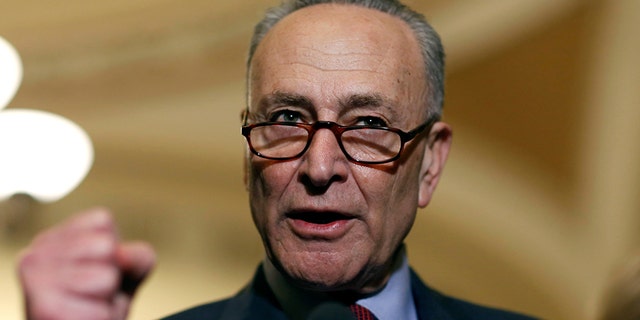 Senate Minority Leader Chuck Schumer (D-NY) speaks after the Senate Democratic weekly policy luncheon on Capitol Hill in Washington, U.S., March 6, 2018. REUTERS/Joshua Roberts - RC130406A550