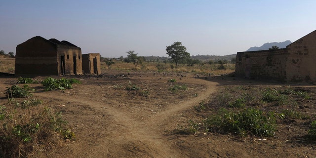 The torched remains of a Baptist Church are seen in Mabass, northern Cameroon near the Nigerian border.
