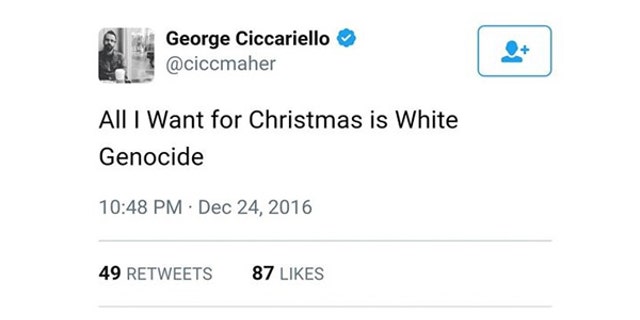 Drexel officials were forced to issue a statement on Christmas Day after Ciccariello-Maher sent out this tweet.