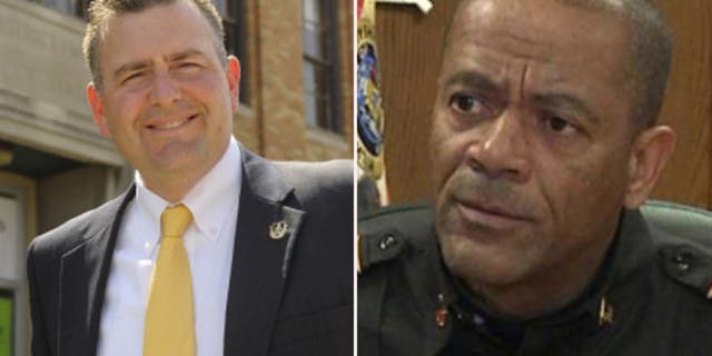 According to results from Fox6Now.com, Milwaukee County Sheriff David Clarke Jr., right, defeated longtime Milwaukee Police Lt. Chris Moews, left, in a Democratic primary that garnered national attention. (Campaign photos via Fox6Now.com)