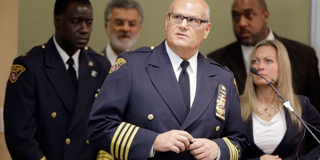 Nov. 26, 2014: Cleveland police deputy chief Ed Tomba answers questions at a news conference after the release of the surveillance video of the weekend police shooting of Tamir Rice.