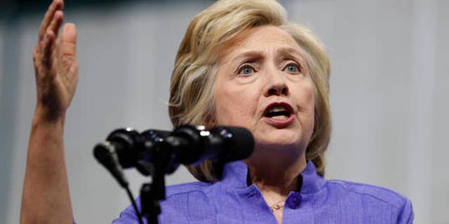 Democratic presidential candidate Hillary Clinton speaks at a campaign event.
